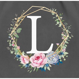 Shirtracer - Gym Bag Backpack - Gift Initials - Bag - Flower Wreath with Letter L, 02 Dark Grey, Unit size