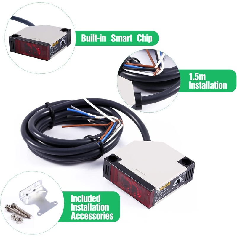 VIFERR Photoelectric Switch Sensor E3JK-R4M1 Specular Reflection Photoelectric 90-250V AC