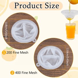 4 Pieces 200 Mesh+400 Mesh Filter Food Filter Strainer Sieve Household Separator for 5 Inch Kitchen Funnel Filtering Juice Coffee Milk Oils Wine