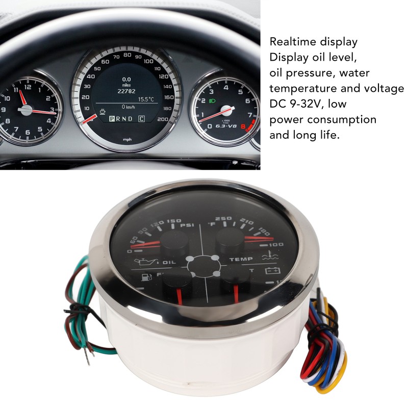 4in1 85mm Guage Multifunction Fuel Level Oil Pressure Water Temp