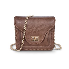 AfitLulu Women’s Lipstick Bag, Cute Portable Lipstick Pouch with Mirror and Metal Chain Small Bag, Portable Mini Cosmetic Bag (Coffee)