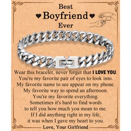 EFVISD Boyfriend Gifts for Him Boyfriend Best Boyfriend Ever Gifts To My Boyfriend Bracelet Gifts, from Girlfriend, BF Birthday Valentines Day Anniversary Christmas Sweetest Day Gifts for Him Men