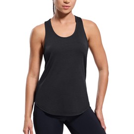 MIER Womens Workout Tank Tops Sleeveless Yoga Athletic Running Dry Fit Shirts Racerback Soft Gym Muscle Tee, Scoop Neck, Black, XL