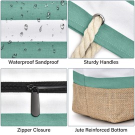 Becokan Beach Bags for Women Large Canvas Beach Tote Waterproof Sandproof Swim Pool Bag Travel Vacation Essentials