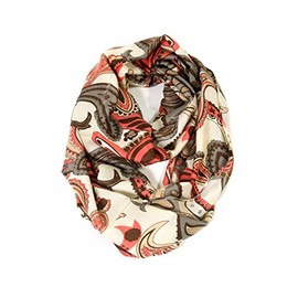 Scarf& Scarfand Vibrant Painting Artistic Print Infinity (Paisley Beige)