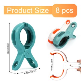 Pack of 8 Towel Clips for Beach Loungers, Windproof Clothes Pegs, Large, Beach Towel Clips, Clips Large for Clothes, Bed Linen, Sun Loungers, Pool Chair, Bath Towel