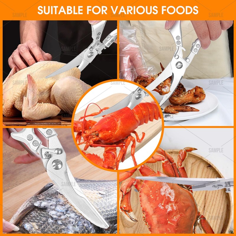Lost Deer Kitchen Scissors with Metal Handles for Chicken, Poultry,