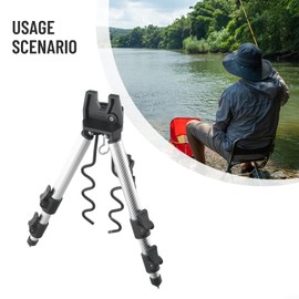 Fishing Pole Tripod Bracket, Aluminum Alloy Portable Fishing Rod Tripod Stands for Outdoor(A Silver)