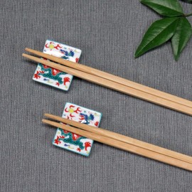 Chopsticks Rest Stylish Kutani Ware Pair Chopsticks Rest Set, Dragon Pottery, Cutlery Rest, Made in Japan