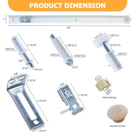 LANMIERT Bifold Door Hardware with Track, 30-Inch Bi-fold Closet Door Track Kit, Uninterrupted Steel Track, Quiet Operation, Included Track, Hinge, All Pin, Door Stop, Bottom Bracket, Knobs and Screws