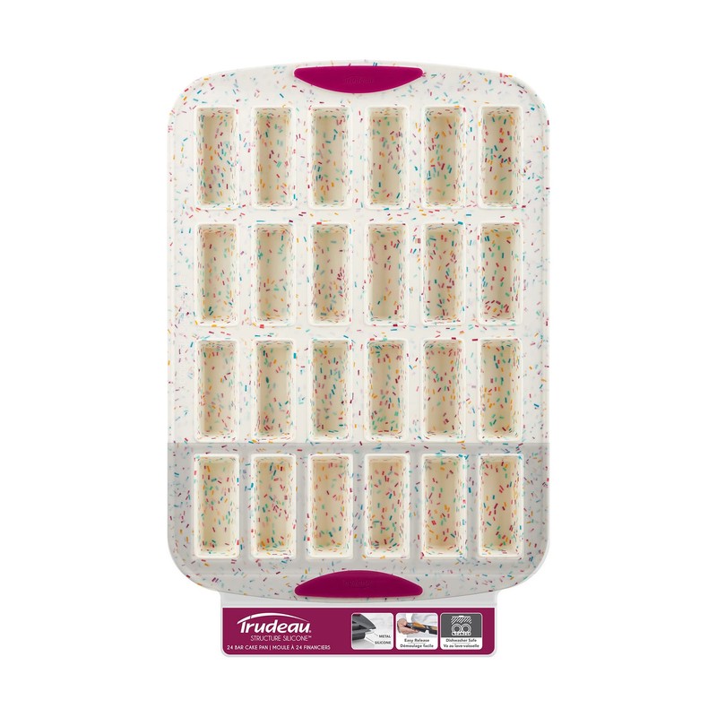 Trudeau 24 Slot Mini Bar Pan Silicone Bakeware, Confetti White