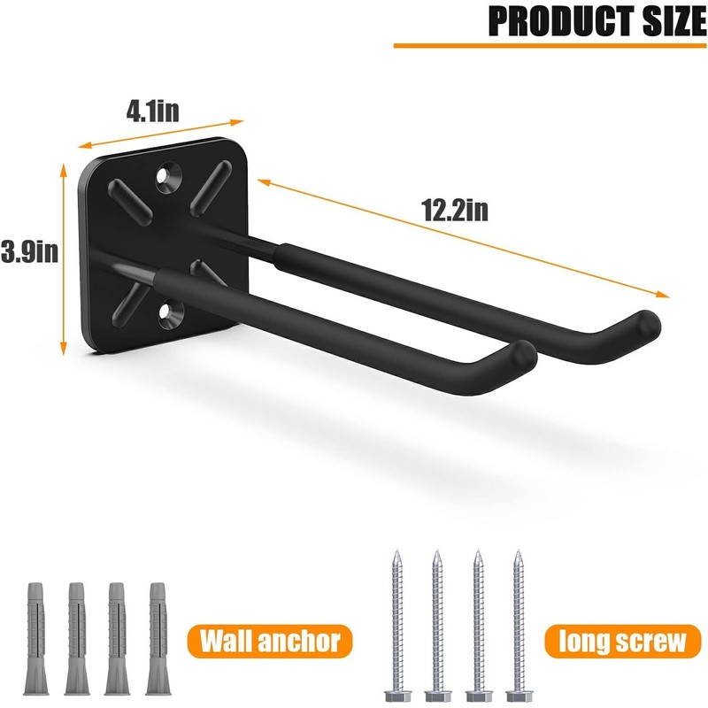 Garage Hooks, Heavy Duty Garage Hooks -12.4 Inch Wall Mount