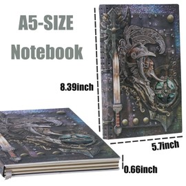 KISWIAR Vintage Embossed Leather Journal Writing Notebook, Antique Warrior Leather Journal Notebook Writing Notebook A5 Decoration Book Retro Hardcover Diary for Men Gifts