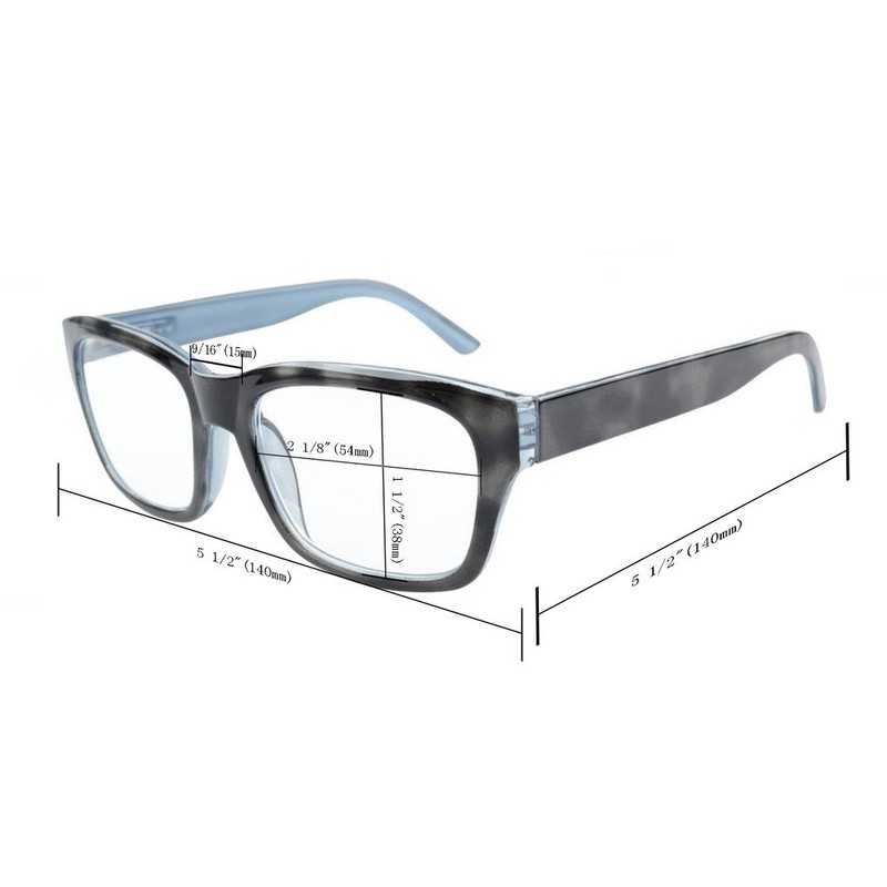 Eyekepper 5 Pack Spring Hinges Large Square Frame Reading Glasses