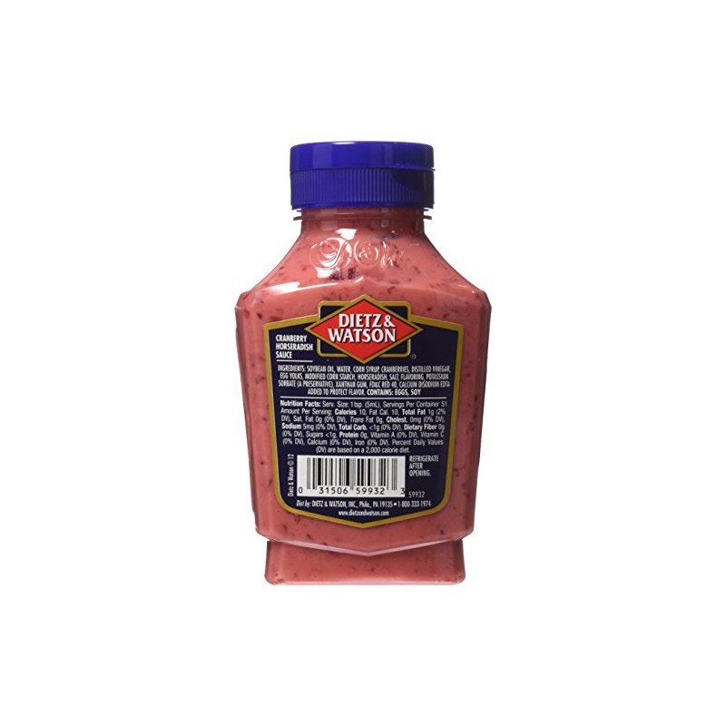 Dietz & Watson, Deli Compliments, Cranberry Horseradish Sauce, 9oz Bottle