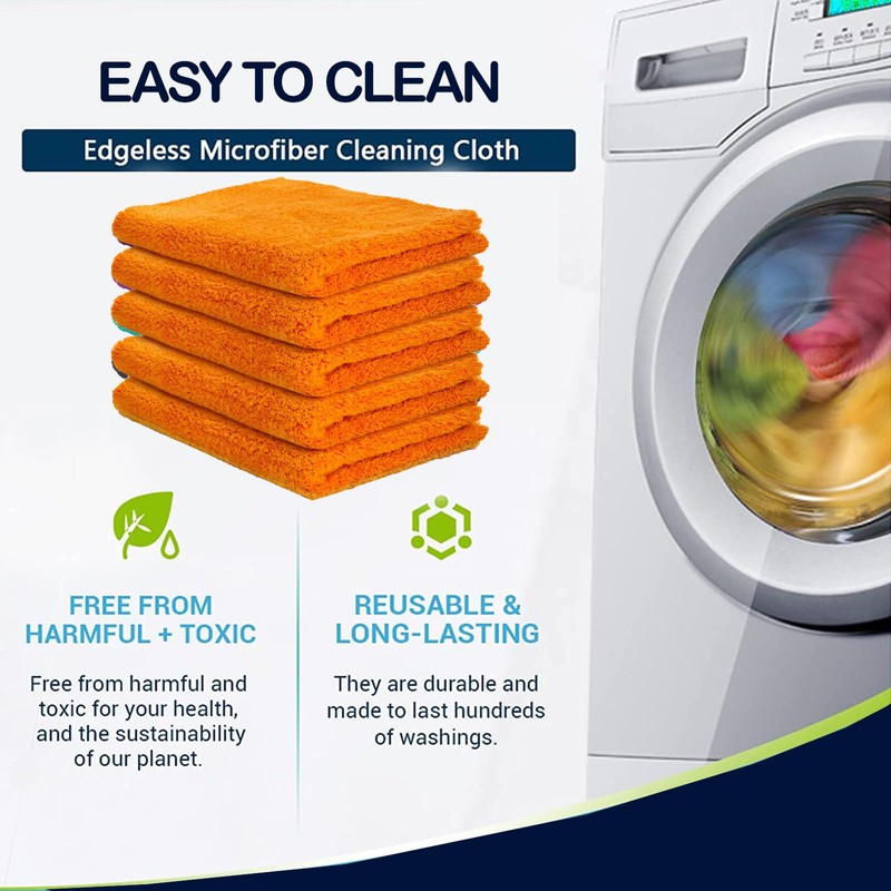 Auronna 600GSM Edgeless Microfiber Cleaning Cloths - Super Absorbent And