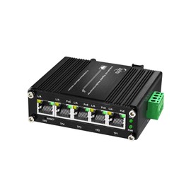 Industrial Managed 5 PoE Gigabit Switch, IEEE 802.3af/at Boost Voltage 9-57V to 48V Max 120W, Smart Web Management with QoS VLAN