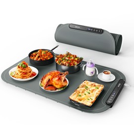 Food Warming Mat, Voriah Electric Warming Tray, Silicone Warming Mat for Food, Heating Mat for Food with 8 Adjustable Temperature 8 Hours Timing, Versatile Food Warmers for Parties Buffets