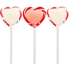 Fruidles Valentine's Red and White Swirl Heart Lollipop Candy Sucker Assorted, Individually Wrapped (12-Pack)