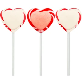 Fruidles Valentine's Red and White Swirl Heart Lollipop Candy Sucker Assorted, Individually Wrapped (12-Pack)
