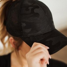 Camo Messy Bun Ponytail Womens Hat for Fashionable Hair - color: Gray, size: 1