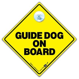 Guide Dog Sign, Guide Dog Car Sign, Dog Sign, Dog on Board Sign, Dog Car Sign, High Visibility Suction Cup Dog Sign, Guide Dog For the Blind Sign, 14 cm x 14cm