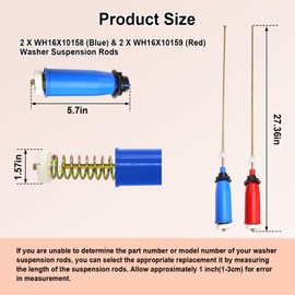 WH16X10158 WH16X10159 4Pcs Washer Suspension Rod Kit Fit for GE Hotpoint Suspension Rod GTWN4250D0WS HSWP1000M4WW GCWP1800D1WW, Replace PS3654190 PS3654191 2754602 AP5632455