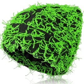 Chuarry Distressed Knitted Beanie Fuzzy Winter Hats Thick Warm Beanies Y2k Beanie Snow Knit Cap Skull for Women Men(Assorted Green Black,Regular Style)