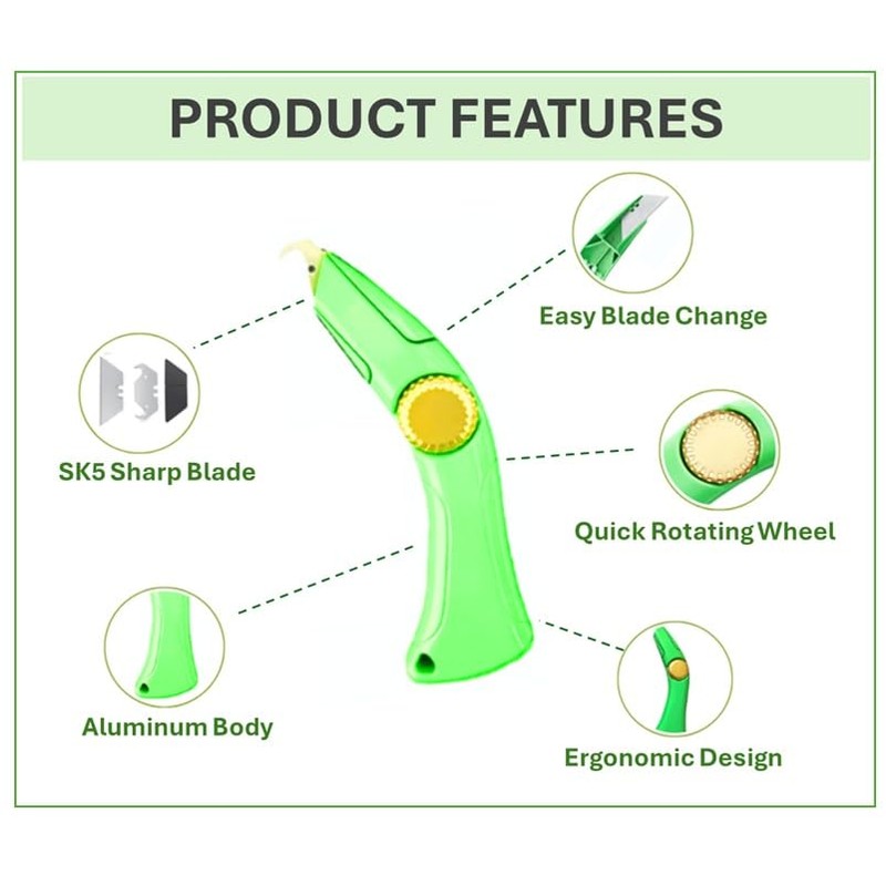 Zimpty ZY501 2-Pack Knuckle Saver Roofing Knife with 12Pcs Hook