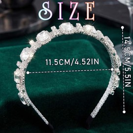 Campsis Rhinestone Headband Silver Bridal Headpiece Crystal Hair Accessories for Wedding
