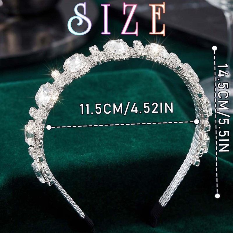 Campsis Rhinestone Headband Silver Bridal Headpiece Crystal Hair Accessories for