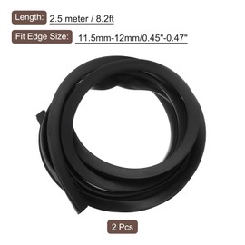 sourcing map 2Pcs U Channel Edge Trim, 8.2ft Length Rubber Guard Seal Strip Edge Protector Flat Type Fit for 11.5-12mm Edge, (5/8" W x 35/64" H) Black