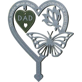 Grave Decorations for Cemetery Memorial Plaques for Outdoors For Loss of Dad Graveside Metal Stick Garden Ornaments Marker Father Tribute Remembrance Gifts Heart Love Shape Decorative