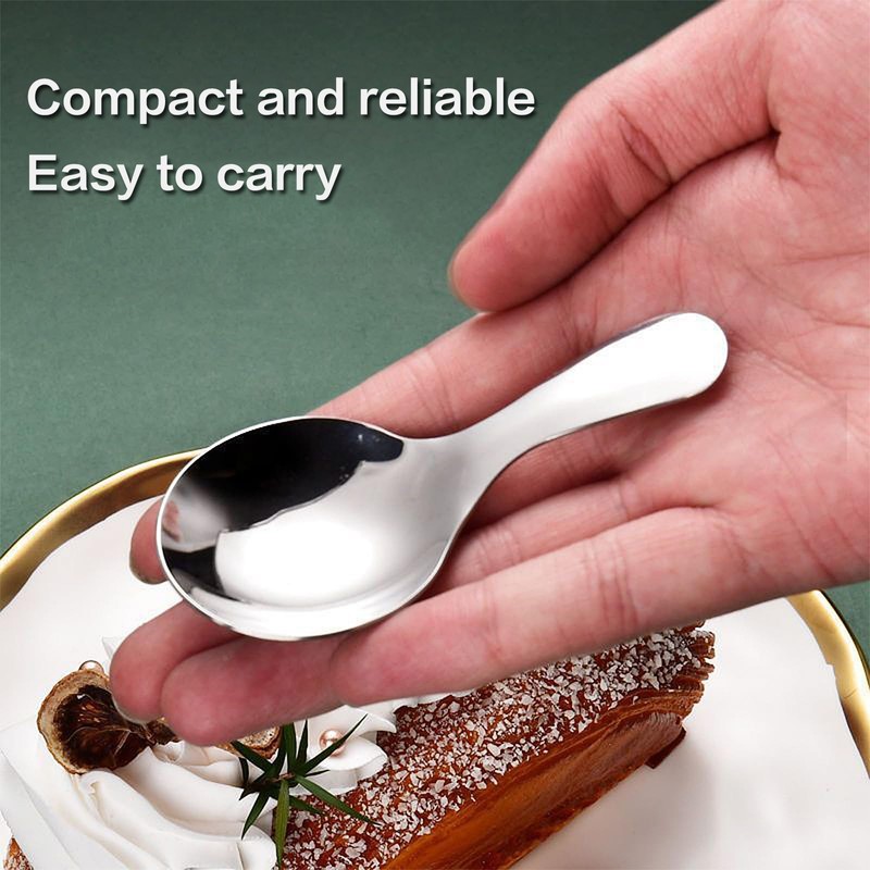 3 Pcs Stainless Steel Short Handle Spoons,Round Spoon,Mini Short Handle