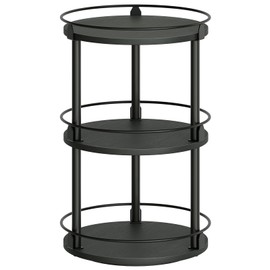 YATINEY 3-Tier Lazy Susan Organizer, Rotating Spice Rack, Spinning Organizer, Industrial Turntable Spice Rack Organizer for Cabinet, Kitchen Countertop, Pantry, Black SR23BK