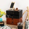 PACKGILO Wooden Storage Box Rustic Desktop Organizer with 2 Drawers