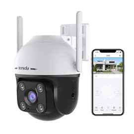 Tenda Outdoor WiFi Surveillance Camera, 1080P WiFi Camera Outdoor with Night Vision in Colour, 2-Way Audio, Person Detection & Motion Detection, Sound and Light Alarm, Compatible with Alexa, CH3