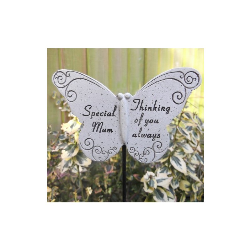 Memorial Butterfly Special Mum on Stick , Put By Grave