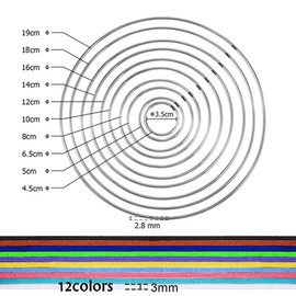 10 Pack Assorted Sizes Dream Catchers Metal Rings Macrame Hoops with 12 Colors 3mm Faux Suede Cord for Wreaths Macrame DIY Craft Supplies