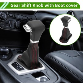 HOPESPANNER Automatic Gear Shift Knob with Cover for Tiguan Touran Bora Passat Plastic Faux Leather Automotive Gearbox Stick Shifter Lever Knob Black Red
