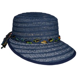 Lipodo Vented Valevia Schute Women's Sun Visor Straw Cap with Strap Spring / Summer, darkblue