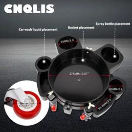 CNQLIS 5 Gallon Bucket Dolly with 5 Heavy Duty Wheel Casters,Two of Them Have Locking Brakes for Car Washing Detailing Smoother Maneuvering,Bearing 300lb, Black