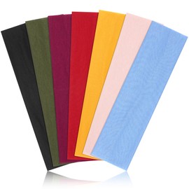 DiyJibb Headbands for Women Non Slip - 7PCS Fashion Sports Hair Bands for Women's Hair, Soft Cotton Cloth Stretchy Headbands for Women for Workout Yoga Running