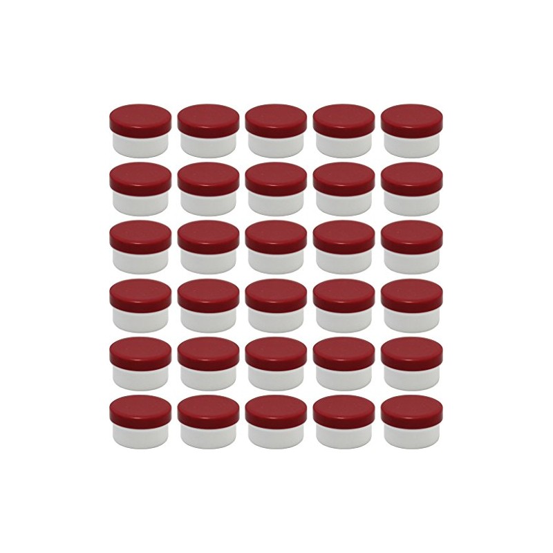 30 ointment cans, flat, 60 ml capacity with red lids