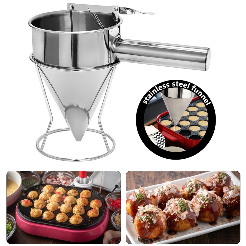 Stainless Steel Pancake Batter Dispenser, Funnel Dispenser with Stand, Kitchen