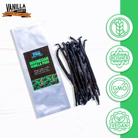 Vanilla Mart - Indonesian Vanilla Pods - Pack of 5 Vanilla Pods - Grade A Vanilla Beans - Whole Grade A Vanilla Pods - Premium Indonesian Vanilla - Vanilla Pods & Beans from Around The Globe
