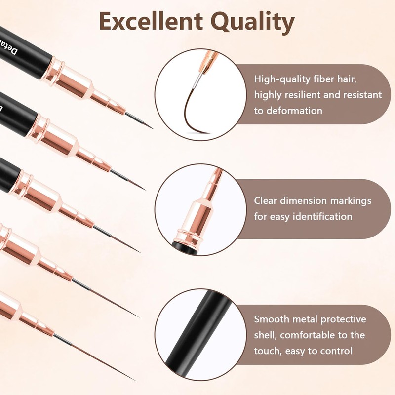 5Pcs Nail Art Liner Brushes Set Fine Detail Brushes for