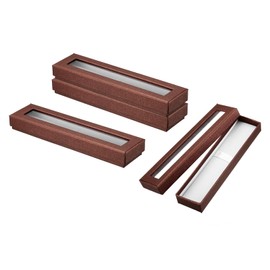 PATIKIL Pen Gift Box, 4 Pack Empty Pen Case Cardboard Case with Clear Window Pen Presentation Display Box for Pencil Ballpoint Jewelry Business Office, Brown