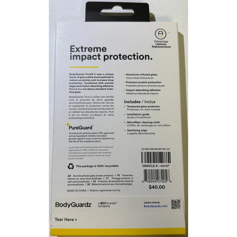 BodyGuardz Pure2 Tempered Glass Screen Protector for Motorola One 5G