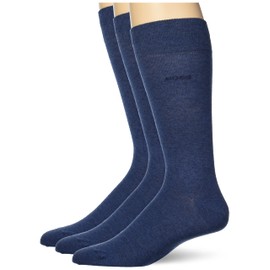 BOSS Men's 3-Pack Solid Cotton Socks, Dusty Denim Blue, 7-13